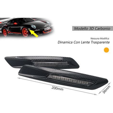 Kit Freccia Laterale a Led Side Marker Dinamica 3D Carbonio Lente Trasparente BMW E81 E82 E87 E88 E90 E91 E92 E93 E60 E61 F10 (1/3)