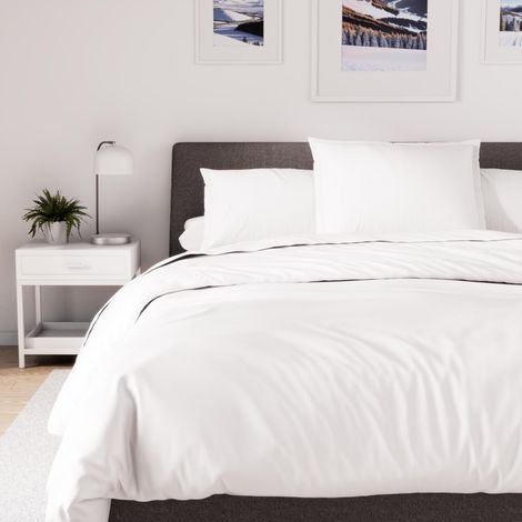 Housse de Couette en Polycoton 140x200 cm Percale Blanc, Idéale Location saisonnière et Hotellerie (1/3)