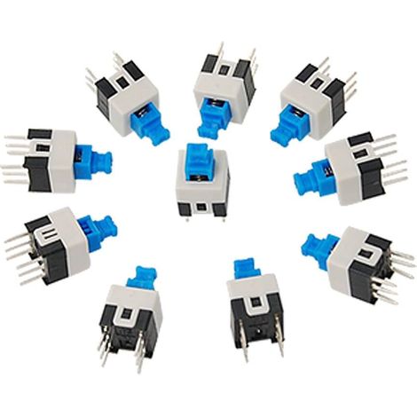 Lot de 10 Support panneau 7 x 7 x 7 mm PCB Tact Tactile bouton poussoir Interrupteur à verrouillage 6 broches (1/2)