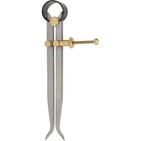 Compas à ressort trempé en acier au carbone et laiton, à branches plates, pour traçage, 150 mm (1/5)