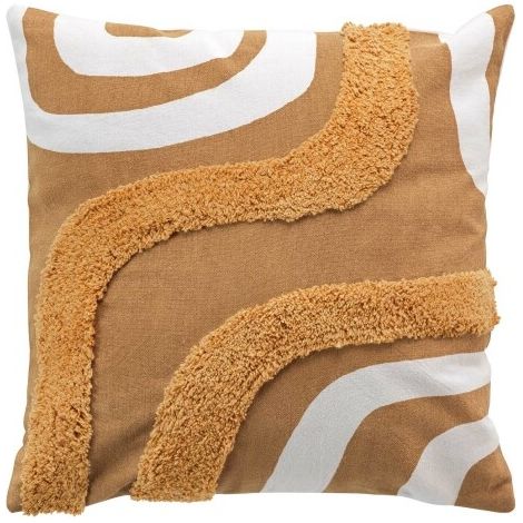 Housse de coussin 40 x 40 cm – Coton imprimé tufté Mirade Camel (1/3)