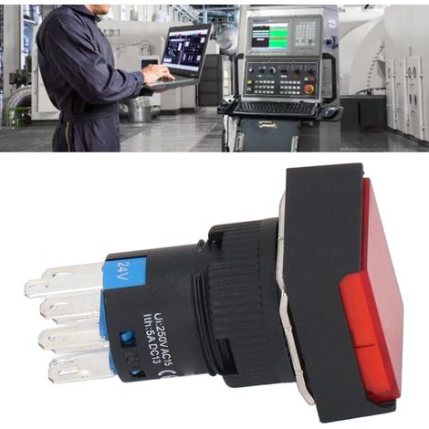 AC/DC 24V Drucktaster BEM-LA16-22D-JR mit Selbstverriegelungsfunktion, Industrieller Steuerschalter (1/5)
