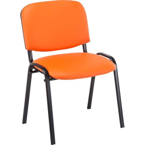 Silla de visita sentada tapizada en sintético naranja BUR10074 (1/4)