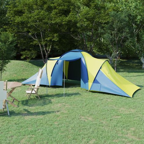 Tente de camping,Tonnelle Pliante de Jardin 6 personnes Bleu et jaune -64407 (1/5)