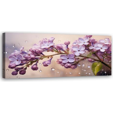 Tableau déco Fleurs de lilas Gouttes de rose 90x30 (1/5)