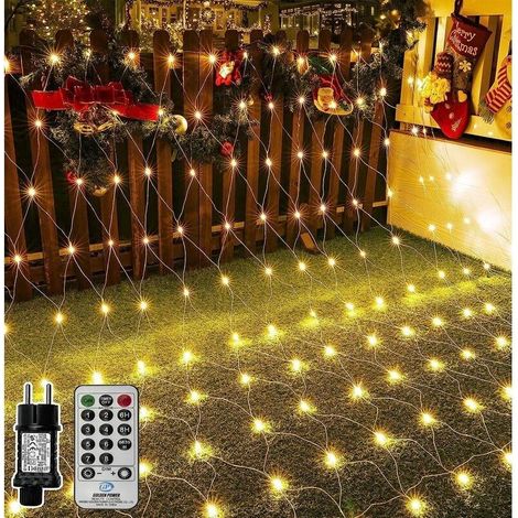 Guirlande Lumineuse Filet 200 LEDs 3M x 2M Filet Lumineux Nol Exterieur tanche 8 Modes Maille Lumineuse pour Jardin Balcon Rideau Dcor Blanc Chaud (1/5)