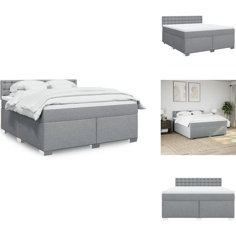 Sommier à lattes de lit avec matelas Gris clair 180x200cm Tissu - Sommier À Lattes De Lit - Sommiers À Lattes De Lit - Lit - Meuble De Chambre À Coucher (1/5)