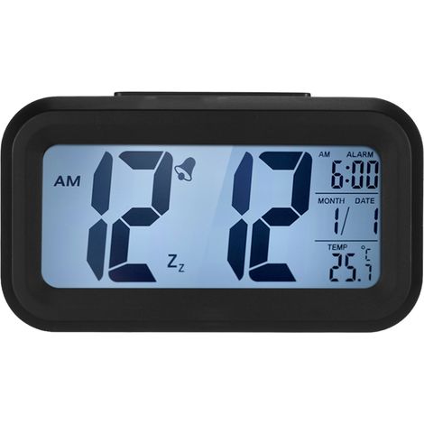 Reloj Despertador Digital LED con Sensor de Luz, Pantalla LCD de Hora Fecha y Temperatura, Función Snooze Ajustable – Ideal para Dormitorio y Mesa de Noche (1/5)