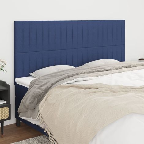 Tête de lit Bleu 160x5x118/128 cm Tissu