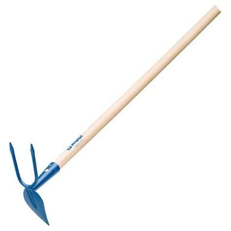 AGEF - ZAPPETTA A CUORE BIDENTE CANNA CONICA CON MANICO IN LEGNO - VERNICIATA BLU