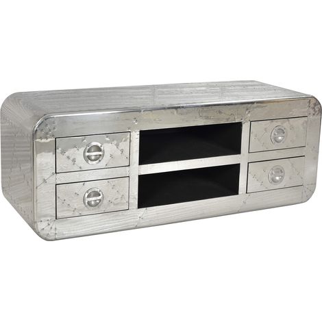 Meuble TV industriel 140 cm bois et aluminium Fly