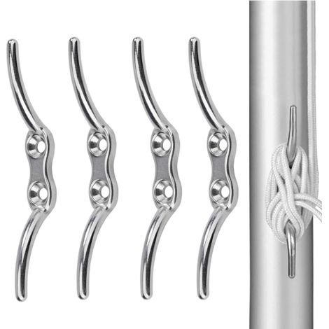Taquet Bateau ArgentéCrochet de Taquet de Cordage Taquet Crochet Aveugle Crochet de Corde de Mât Inoxydable pour Corde de Stores Yacht Dock Pont Base Marine Bateau Attache Accessoires(4 Pièces) (1/5)