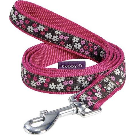 Guinzaglio in nylon rosa decorato con fiori Bobby Flower per cani: 2 x 100 cm