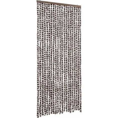 vidaXL Cortina mosquitera chenilla marrón y blanco 90x220 cm (1/2)