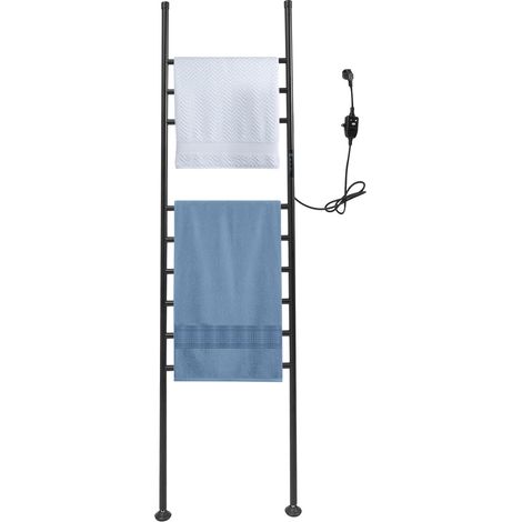 Secador de toallas eléctrico de pie - 150 W - 220 V - 9 barras - Secador de toallas de acero inoxidable - Regulación de la temperatura de 45 a 70 °C - negro (1/5)