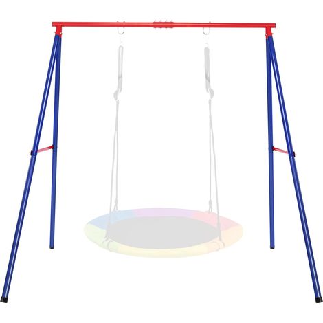 GOPLUS Portique de Balancoire Robuste en Forme de A, Cadre Support de Nid d’Oiseaux avec 3 Crochets, pour la Plupart des Balancoires,Portique avec Couvercles de Pieds & Piquets de Sol,Chargeg 200KG Ro (1/5)
