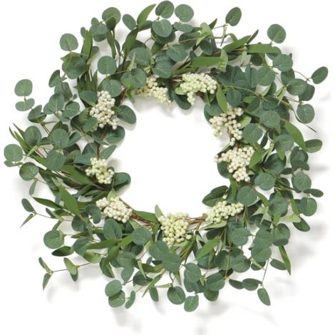 Couronne d'eucalyptus artificiel pour porte d'entrée, grande couronne de 55 cm (1/5)