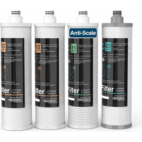 Lot de 4 cartouches filtrantes de rechange anti-calcaire pour système de filtre à eau sous évier SK99, SP99