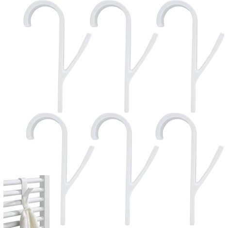 Set of 6 bathroom hooks, towel racks, towel holders, radiator hooks, plastic, heated towel rails, flexible towel rails, for bathroom and kitchen (1/5)