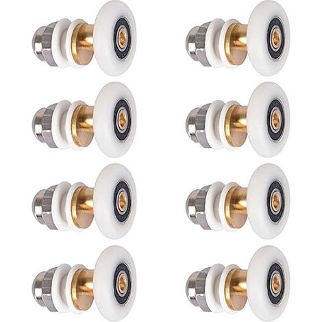 QAZQA Roulettes Douche 23mm, Roulette Porte Coulissante Douche Roulement pour Porte de Douche 8 Pièces (1/5)