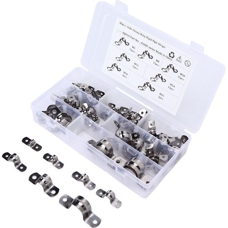 80 Colliers de Serrage en Acier Inoxydable, Brides en U 2 Trous, Supports de Tuyau Universels pour Camping-Car (1/5)