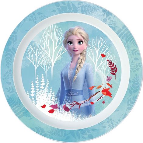 Piatto Piano Originale Disney Frozen per bambini con un design ergonomico, realizzato in plastica riutilizzabile e adatto al microonde.