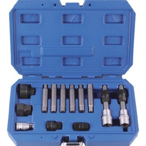 Ensemble d'outils de dépose de poulie d'alternateur 13 pièces, kit de douilles pour démontage de galet tendeur (1/5)