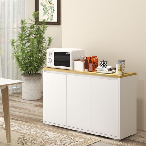 Armoire avec polyvalente placards en carton à 2 niveaux - étagère réglable - 120x37x75cm blanc et couleur bois