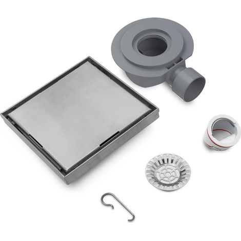 Carré Siphon de Sol 150×150 mm, Invisible d'Évacuation en Acier Inoxydable, Caniveau de Douche à Siphon Rotatif 360° Réglable, avec Clapet Anti-Odeur et Filtre Anti-Cheveux (1/5)