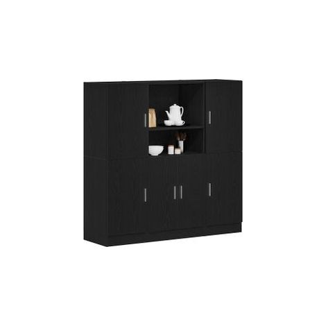 Ensemble d'armoires de cuisine 3 pcs noir bois d'ingénierie (1/5)