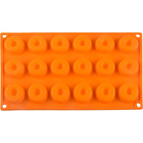 Moule À Donuts En Silicone - 18 Cavités - Résistant À La Chaleur Jusqu'à 250 °C - Pour Four Micro-ondes Et Congélateur - 30 X 18 X 2 Cm - 1 Pièce