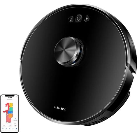 Robot aspirador con navegación LiDAR, gran potencia de succión, color negro. (1/2)