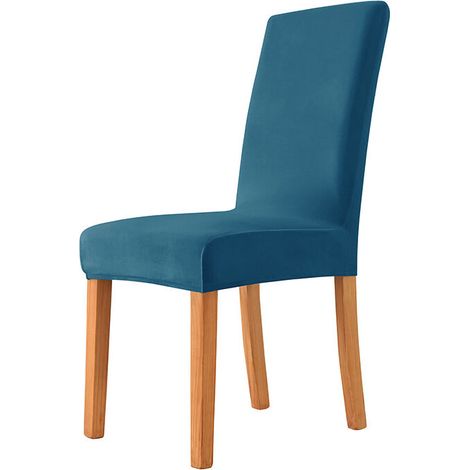 Green Mobility-Housses de chaise en velours extensible pour chaises de salle à manger Lot de 2 housses de chaise de salle à manger amovibles en velours Housses de chaise en peluche (bleu paon, 2) (1/5)