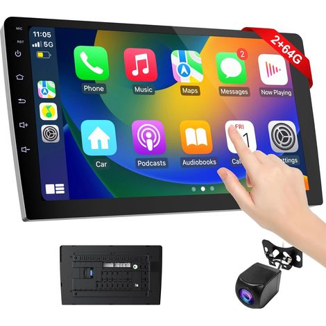 9 Pouces Autoradio 2 DIN sans Fil,Écran Tactile HD,avec Caméra de Recul, Navigation GPS, AUX, FM/AM,Lecteur de MusiqueAutoradio 2 Din (2+64GB) (1/5)