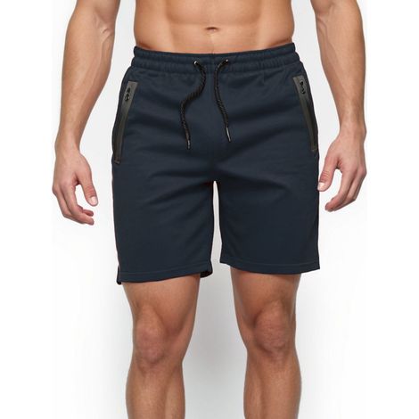 Pantalones cortos de hombre con bolsillos con cremallera, azul marino, Recea L