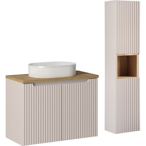 Set di mobili da bagno con lavabo Riva cachemire 80cm