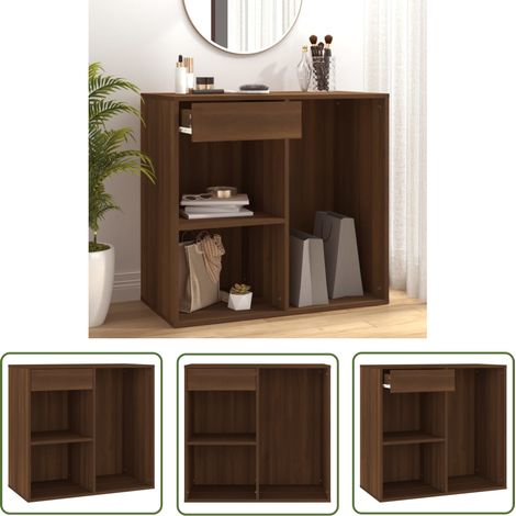 The Living Store Kosmetikschrank Braun Eichen-Optik 80x40x75 cm Holzwerkstoff - Kosmetikschrank - Schreibtischorganizer - Badezimmerorganisation - Makeup Organizer - Aufbewahrungsschrank (1/5)