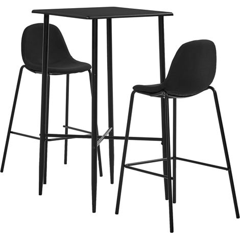 3-tlg. Bar-Set Stoff Schwarz