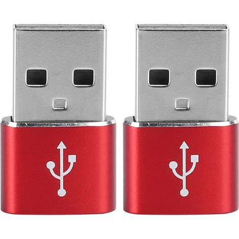 2PCS Adaptateur USB-C vers USB en Alliage d'Aluminium pour Transfert de Données et Synchronisation (Rouge) (1/5)