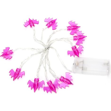 Guirlande lumineuse décorative LED violette en forme de chauve-souris (10 pièces) pour Halloween, idéale pour décorer les fêtes et festivals en intérieur et en extérieur. (1/5)