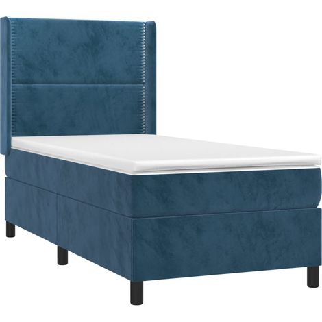 vidaXL Sommier à lattes de lit avec matelas Bleu foncé 100x200 cm (1/5)