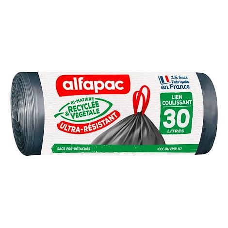Sac poubelle coulissac maxi poids Alfapac 30 Litres - Colis de 30 (1/5)
