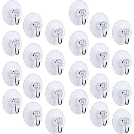 Crochet Ventouses 24pcs Crochets Ventouse Salle de Bain 40mm Ventouse Crochet Transparent Crochet de la Serviette en PVC pour Accrocher Colliers Serviette (1/5)
