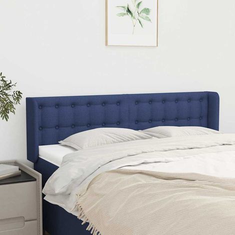 vidaXL Tête de lit avec oreilles Bleu 147x16x78/88 cm Tissu (1/5)