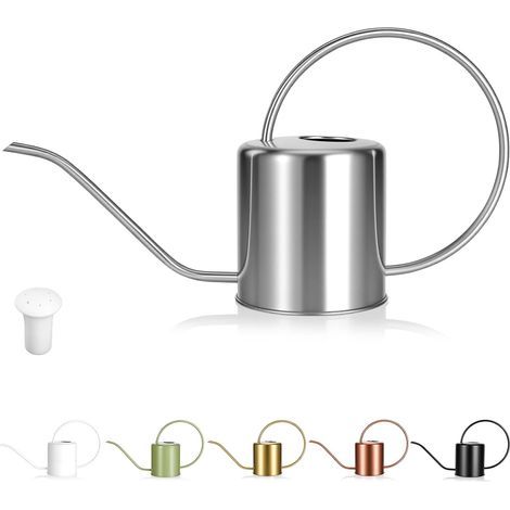 Plantengieter, 50 oz/1500 ml, roestvrij staal — moderne stijl, met lange tuit, geschikt voor kamerplanten, bonsai en tuinbloemen, zilverkleurig (1/5)