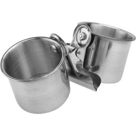 Gamelles doubles pour oiseaux avec clip en acier inoxydable pour perroquets (argenté)-AquaForge (1/5)