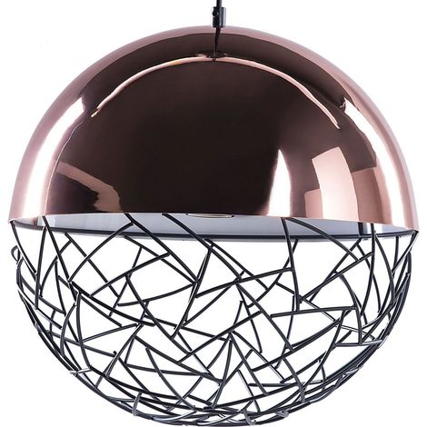 Lampe Suspension E27 Max 60W en Acier Cuivré Sphère Stylée Maillage Géométrique (1/5)