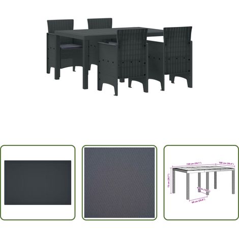 Gartenmöbel - Garten Essgruppe 5 pcs Anthrazit Polt Rattan (1/5)