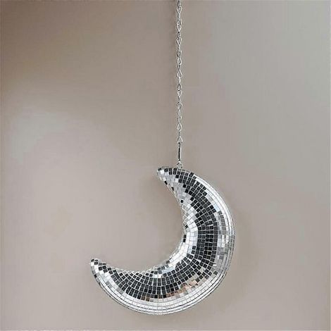 Décoration boule disco en forme de lune, compatible avec les guirlandes lumineuses pour fêtes, chambres, maisons et bars, cadeau rétro-réfléchissant pour les fêtes (1/5)