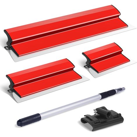 3 - Lame À Lisser - Acier Inoxydable - Pour Finition Plâtre Et Enduit - Avec Poignée Extensible Réglable - Pour Cloison Sèche - Argent - 25x40x60cm (1/5)